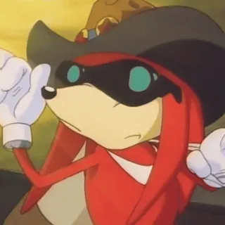 🤨 Knuckles Наклз, Мультфильм, Персонаж, Шляпа, Маска telegram sticker