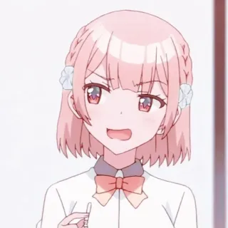 😈 gái anime, tóc hồng, dễ thương, nhân vật anime, đồng phục học sinh telegram sticker
