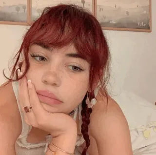 ☁️ femme, portrait, fille, cheveux roux, mignon, beauté telegram sticker