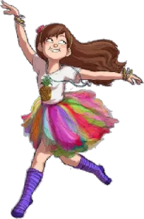 ✨ Mabel Pines Gravity Falls dessin animé, Mabel Pines, Gravity Falls, ananas, arc-en-ciel, tutu telegram sticker