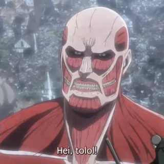 🌟 Colossal Titan Attack on Titan Hei, tolol!! Anime, Ataque dos Titãs, Titã Colossal, Monstro, Gore, Violência telegram sticker