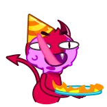🥳 devil, cake, birthday, party, cartoon, celebration, fun telegram sticker