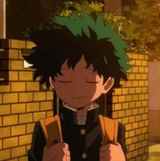 😏 Izuku Midoriya My Hero Academia anime, boy, hero, backpack, school uniform, izuku midoriya, my hero academia whatsapp sticker