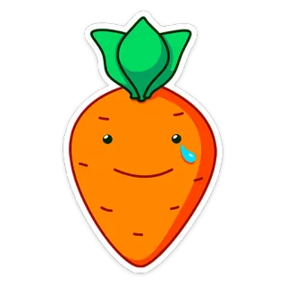 😢 морковь, овощ, еда, мультфильм, каваи, наклейка, милый whatsapp sticker