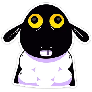 🐏 schaap, dier, cartoon, schattig, zwart, wit whatsapp sticker