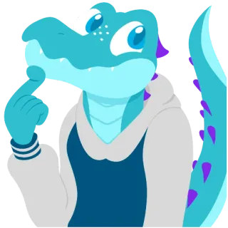 😊 alligator, dessin animé, poilu, reptile, animal, mignon whatsapp sticker
