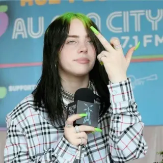 🖕 Billie Eilish นักร้อง, นิ้วกลาง, ท่าทางหยาบคาย, คนดัง, ป๊อปสตาร์ telegram sticker