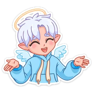 🤷‍♂️ ангел, милый, мультик, крылья, нимб, каваи telegram sticker