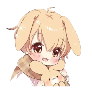 😄 Anime, Coniglio, Carino, Cartone animato, Kawaii telegram sticker
