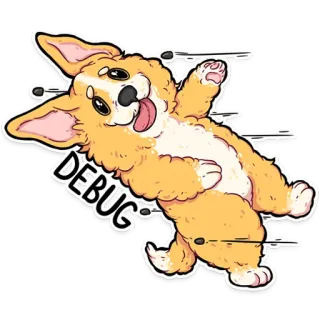 🐛 DEBUG anjing, corgi, kartun, debug, hewan telegram sticker