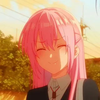 🌷 Anime, pinke Haare, Lächeln, Frau, Mädchen telegram sticker