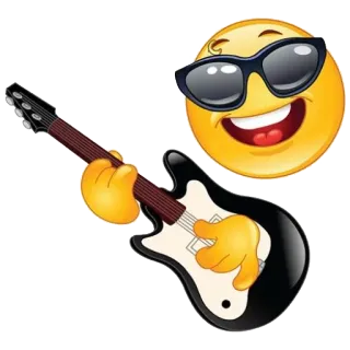 🎸 emoji, sunglasses, guitar, music, cool, smiley face whatsapp sticker