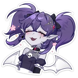 ☺️ anime, sticker, purple hair, vampire, gothic, cute, character, halloween telegram sticker