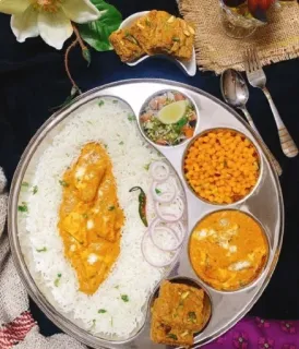 🍱 food, indian food, paneer, rice, thali telegram sticker