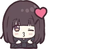😘 3 Anime, Dziewczyna, Serce, Kawaii telegram sticker