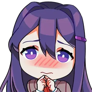 😖 Yuri Doki Doki Literature Club! 动漫, 可爱, 脸红, 心跳文学俱乐部！, 百合, Q版 whatsapp sticker