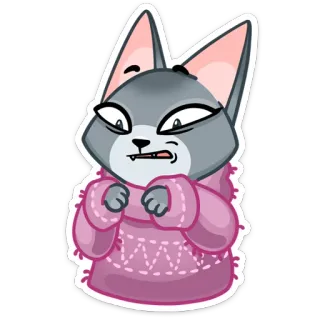 😒 кот, мультфильм, свитер, животное, наклейка, милый telegram sticker