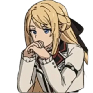🤔 anime, tóc vàng, cô gái, nhân vật, chân dung telegram sticker