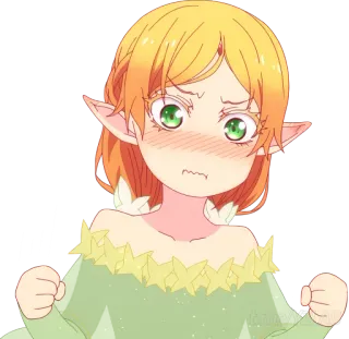 😳 Anime, Elf, Süß, Wütend, Charakter, Blond telegram sticker