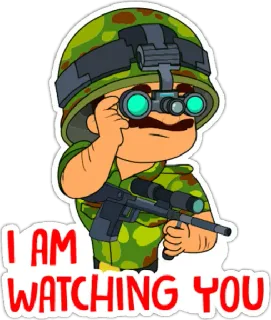 🇮🇳 I AM WATCHING YOU militare, soldato, osservando, cartoni animati telegram sticker
