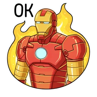 👌 Iron Man OK Homem de Ferro, Marvel, Super-Herói, Adesivo, OK, Aprovação telegram sticker