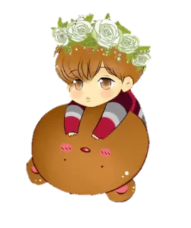 😍 chibi, cute, bear, flower crown, kawaii, digital art telegram sticker