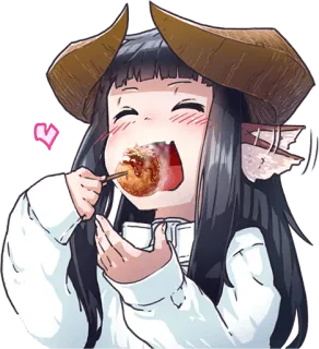 😋 Anime, Manger, Cornes, Mignon, Nourriture telegram sticker