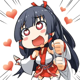 😍 dziewczyna anime, słodkie, serca, chibi, manga telegram sticker