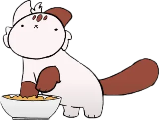 🙂 cat, animal, food, bowl, cartoon, cute, eating telegram sticker