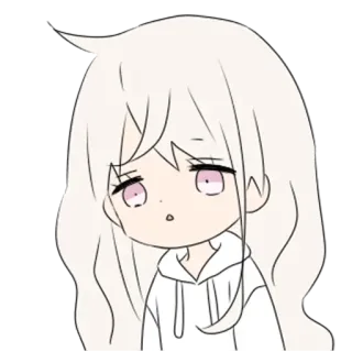 😗 аниме, девушка, милая, чиби, каваий, белые волосы, грустная telegram sticker