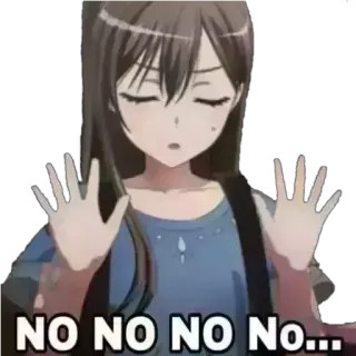 🍁 NO NO NO NO No... no, anime, ragazza, rifiuto, proibizione, negazione telegram sticker
