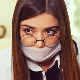🙄 médico, mulher, máscara, médico, saúde, rosto telegram sticker