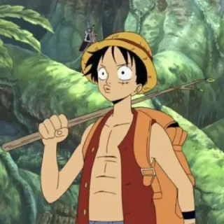 👒 Monkey D. Luffy One Piece Anime, Pirata, Manga, Aventura, Sombrero de paja telegram sticker