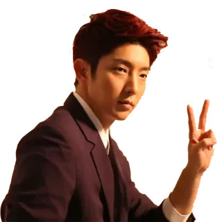 ✌️ person, man, suit, peace sign, korean telegram sticker
