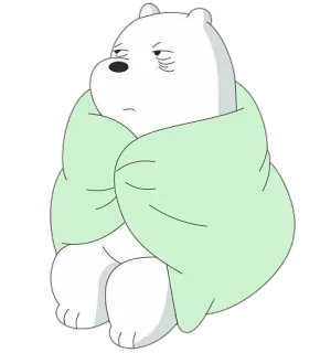 🥱 Ice Bear We Bare Bears bear, cartoon, tired, cute, polar bear, blanket telegram sticker