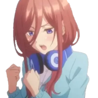 😌 Miku Nakano The Quintessential Quintuplets anime, manga, cute, girl, headphones, Miku Nakano, The Quintessential Quintuplets telegram sticker