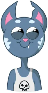 ☺ gatto, teschio, cartone animato, animale, adesivo, carino, divertente telegram sticker