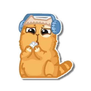 😣 gato, invierno, auriculares, nieve, triste, mono telegram sticker