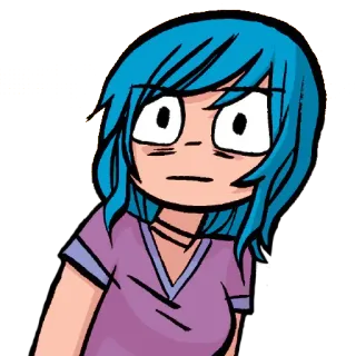 😕 Ramona Flowers Scott Pilgrim ramona, flowers, scott pilgrim, cartoon, blue hair telegram sticker
