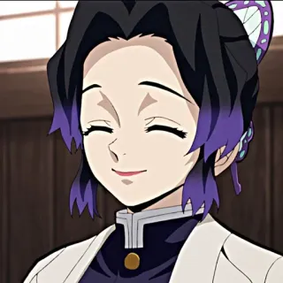 😊 Shinobu Kocho Demon Slayer 애니메이션, 귀멸의 칼날, 코쵸우 시노부, 캐릭터, 나비, 보라색 telegram sticker