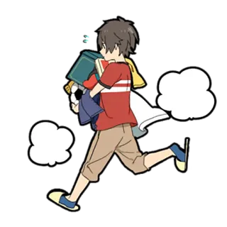 🏃‍♂ мультфильм, бег, аниме, спешка, книги, человек, мальчик telegram sticker