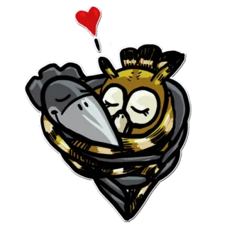 ❤️ сова, птица, любовь, сердце, животные, мультфильм telegram sticker