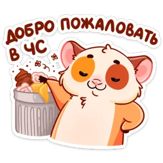 💩 ДОБРО ПОЖАЛОВАТЬ В ЧС criceto, animale, cartone animato, carino, spazzatura, russo telegram sticker