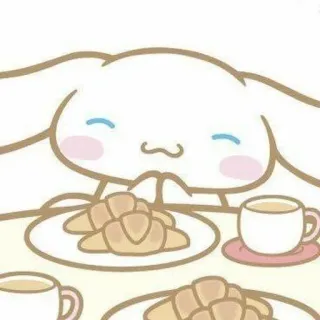 🌟 Cinnamoroll cinnamoroll, sanrio, kawaii, süß, frühstück, croissant, kaffee telegram sticker