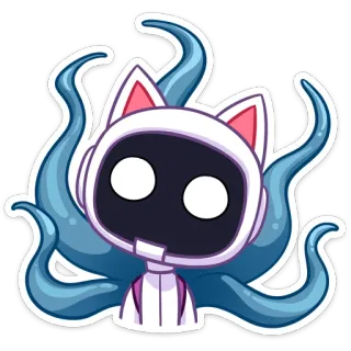 😔 робот, кот, щупальца, каваи, стикер, милый, аниме telegram sticker