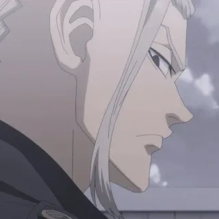 😕 Animé, Homme, Profil latéral, Cheveux blancs telegram sticker