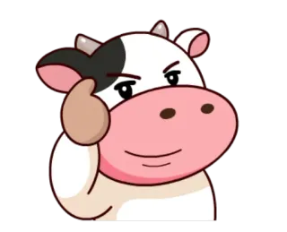 😌 vache, animal, pouce, dessin animé, geste, mignon telegram sticker