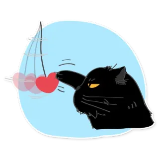 😚 cat, heart, pendulum, black cat, love, cute, animal telegram sticker
