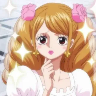💞 anime, cartoon, woman, character, pink flowers, blond hair, cute telegram sticker