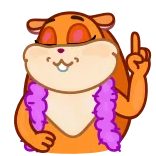 🙅 Wiewiórka z kreskówki, Pomarańczowa wiewiórka, Różowe lei, Gest dłoni, Naklejka ze zwierzęciem telegram sticker